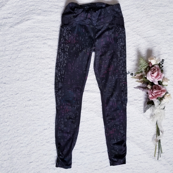 Athleta Multi Color Square Print Tights Pocket - Picture 2 of 8